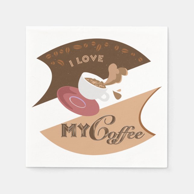 I Love My Coffee Retro Java Napkin (Front)
