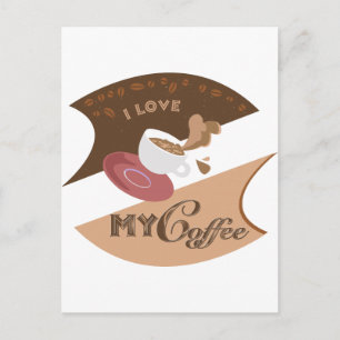 I Love My Coffee Retro Java Postcard