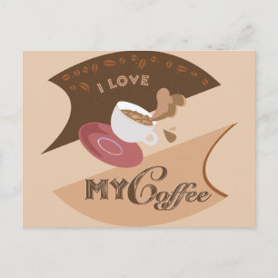 I Love My Coffee Retro Java Postcard
