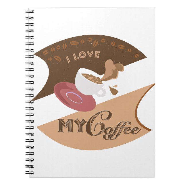 I Love My Coffee Retro Java Spiral Notebook (Front)