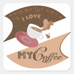 I Love My Coffee Retro Java Square Sticker