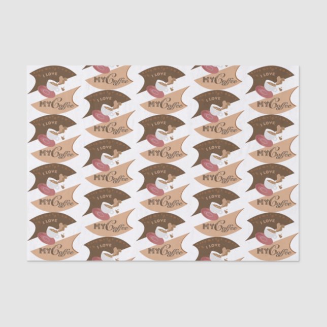 I Love My Coffee Retro Java Tissue Paper (Front)