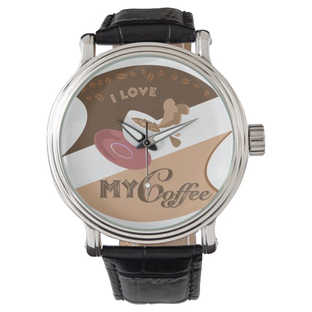 I Love My Coffee Retro Java Watch (Front)