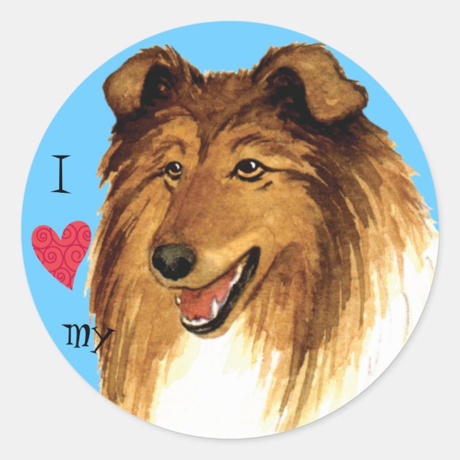 I Love my Collie Classic Round Sticker (Front)