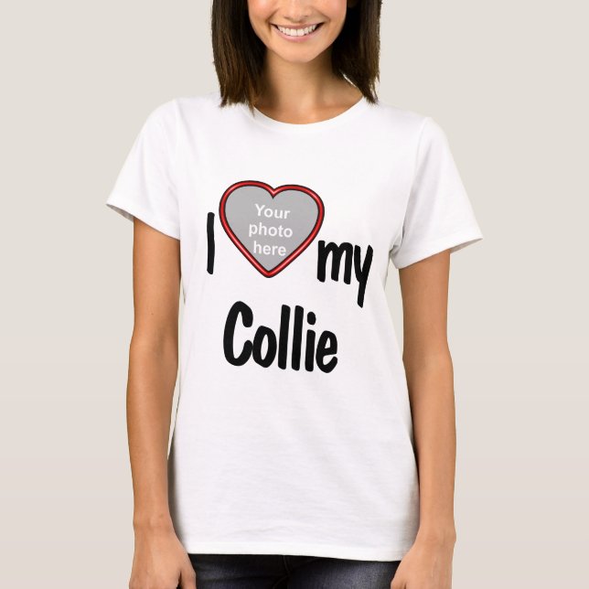 I Love My Collie Cute Red Heart Photo Frame T-Shirt (Front)