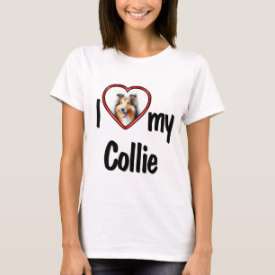 I Love My Collie Cute Red Heart Photo Frame T-Shirt