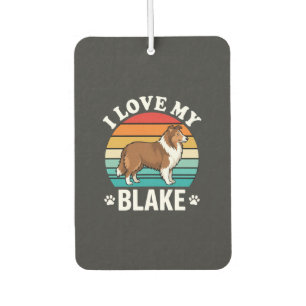 I Love My Collie Dog Retro Sunset Car Air Freshener