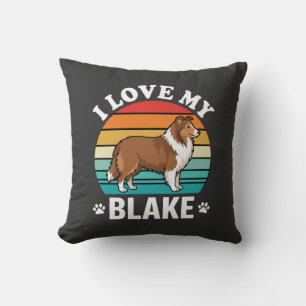 I Love My Collie Dog Retro Sunset Cushion