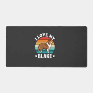 I Love My Collie Dog Retro Sunset Desk Mat