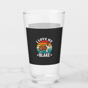 I Love My Collie Dog Retro Sunset Glass