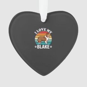 I Love My Collie Dog Retro Sunset Ornament