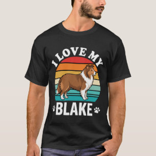 I Love My Collie Dog Retro Sunset T-Shirt