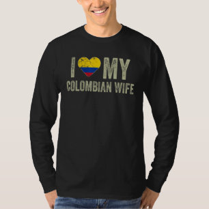 I Love My Colombian Wife Colombia Flag Funny Husba T-Shirt
