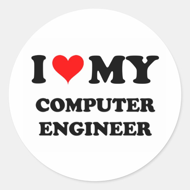 I Love My Computer Engineer Classic Round Sticker (Front)