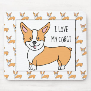 I Love my Corgi, Cartoon Corgis Mouse Pad