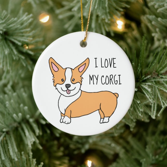 I Love My Corgi Christmas Ceramic Tree Decoration (Tree)