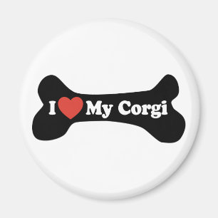 I Love My Corgi - Dog Bone Magnet