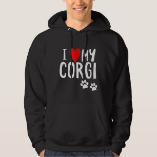 I Love My Corgi Dog Paws And Craft Red Heart Hoodie