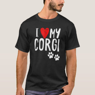 I Love My Corgi Dog Paws And Craft Red Heart T-Shirt