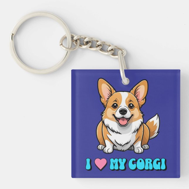 I Love My Corgi Key Ring (Front)