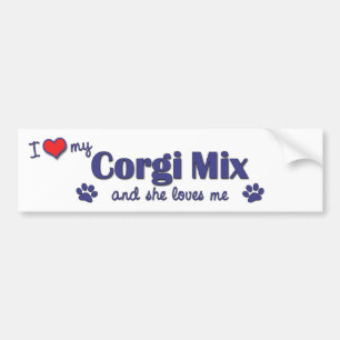 I Love My Corgi Mix (Female Dog) Bumper Sticker