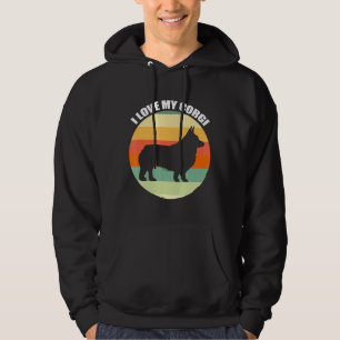 I Love My Corgi Retro Sunset Hoodie