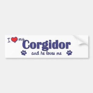 I Love My Corgidor (Male Dog) Bumper Sticker