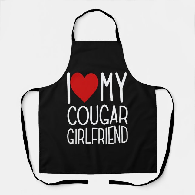 I Love My Cougar Girlfriend I Heart My Cougar Girl Apron (Front)