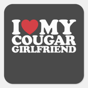 I Love My Cougar Girlfriend Square Sticker