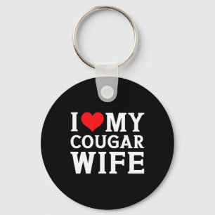 I Love My Cougar Wife Heart Men Him Gifts Fun Vale Key Ring