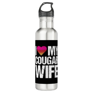 I Love My Cougar Wife Vintage Love Funny 710 Ml Water Bottle
