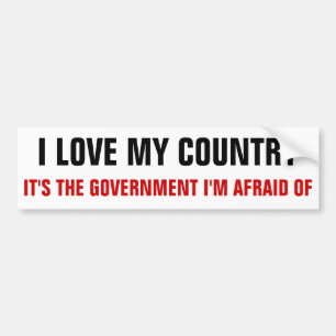 I love my country, it's the government i'm afraid bumper sticker