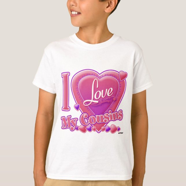 I Love My Cousins pink/purple - heart T-Shirt (Front)