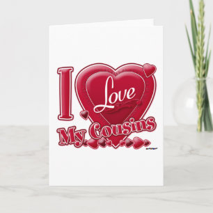 I Love My Cousins red - heart Holiday Card