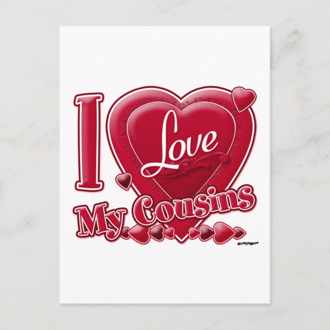 I Love My Cousins red - heart Postcard (Front)