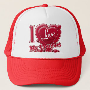 I Love My Cousins red - heart Trucker Hat