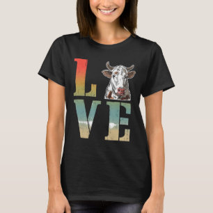 I Love My Cow Breeds Cow Puppy Men Women Vintage T-Shirt