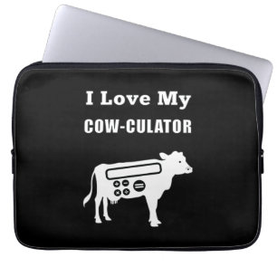 I Love My Cow-culator Funny Math Calculator Pun Laptop Sleeve