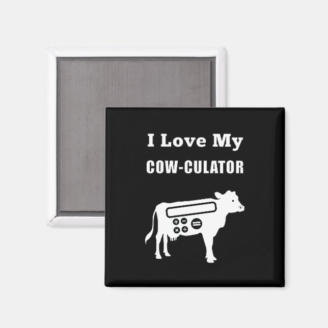 I Love My Cow-culator Funny Math Calculator Pun Magnet (Front/Back)