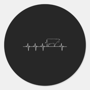 I Love My Cow Valve Ekg Heartbeat Heart Patient Classic Round Sticker