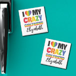 I love my crazy girlfriend any name rainbow lgbtq  magnet<br><div class="desc">Celebrate love with this customisable LGBTQ Pride Magnet! Adorned in vibrant rainbow-coloured fonts, the caption "I love my crazy girlfriend" radiates positivity. Personalise it by adding your girlfriend's name, making this magnet a unique and cherished keepsake. Spread love, joy, and pride with this perfect accessory. Ideal for gifts, celebrations, and...</div>