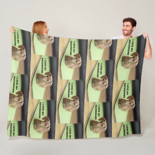 I Love My Cream Dachshund with picture Fleece Blanket