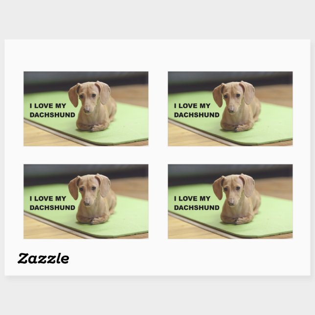 I Love My Cream Dachshund with picture Rectangular Sticker (Sheet)