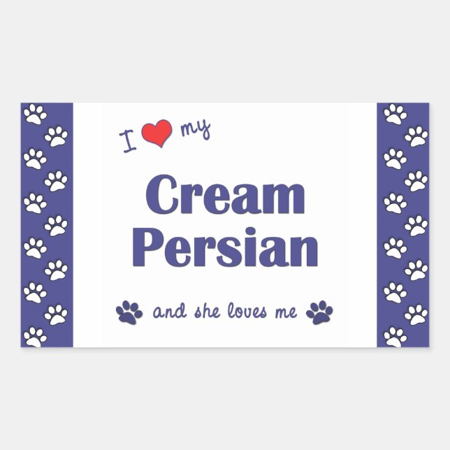 I Love My Cream Persian (Female Cat) Rectangular Sticker (Front)
