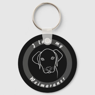 I love my cute Weimaraner dog looking up at you Key Ring