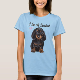 I Love My Dachshund, a sausage dog. T-Shirt