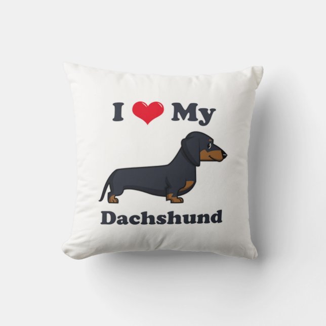 I Love My Dachshund Cushion (Front)