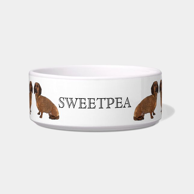 I LOVE MY DACHSHUND DOG DISH (Front)