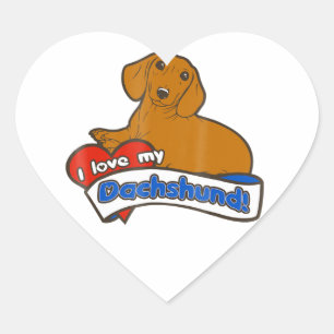 I Love My Dachshund Dog Gifts Dogs Lover Fan Ladie Heart Sticker