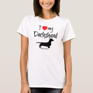 I Love My Dachshund Dog Silhouette T-Shirt